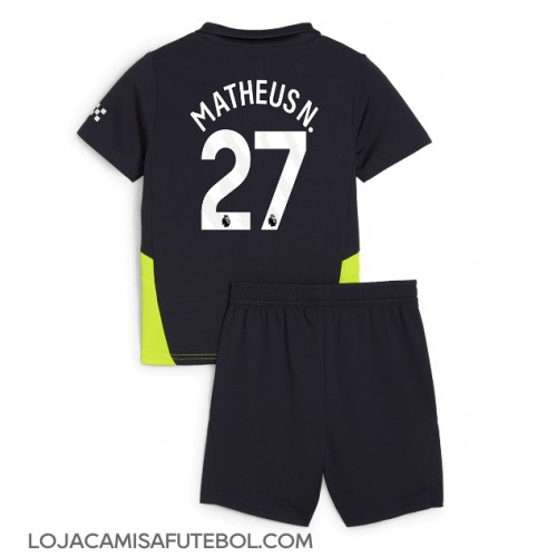 Camisa de Futebol Manchester City Matheus Nunes #27 Equipamento Secundário Infantil 2024-25 Manga Curta (+ Calças curtas)